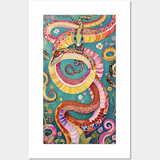 Gustav Klimt's Gilded Serpents: Inspired Snake Elegance Posters and Art